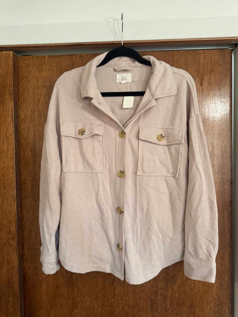 Hippie Rose Light Pink Button-Front Utility Jacket
